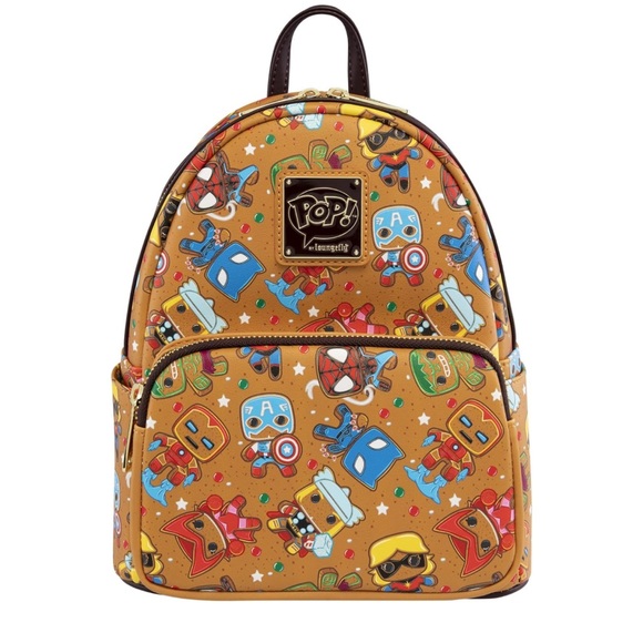 Loungefly Handbags - RARE Loungefly Marvel Funko Pop Mini Backpack Avengers AOP Iron Man Spider Man